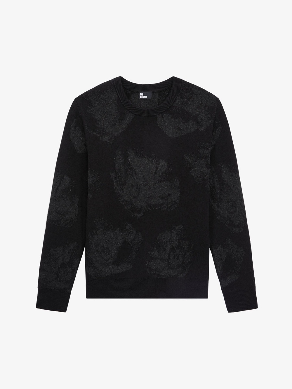 💜#70/71 The Kooples Black metallic Floral Jacquard Crewneck Sweater $315 - Picture 2 of 8